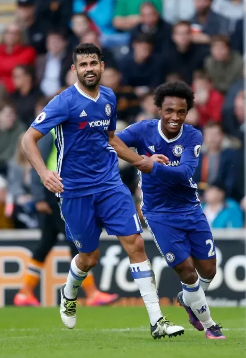 Framed Print : Diego Costa and Willian: Unstoppable Duo Celebrates Chelsea's Second Goal Against Hull City Framed Print : Diego Costa and Willian: Unstoppable Duo Celebrates Chelsea's Second Goal Against Hull City