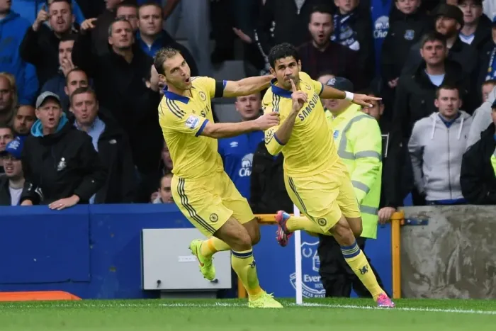 Framed Print : Diego Costa's Thrilling Goal: Chelsea's Triumph at Everton's Goodison Park (Barclays Premier League, 30th August 2014)