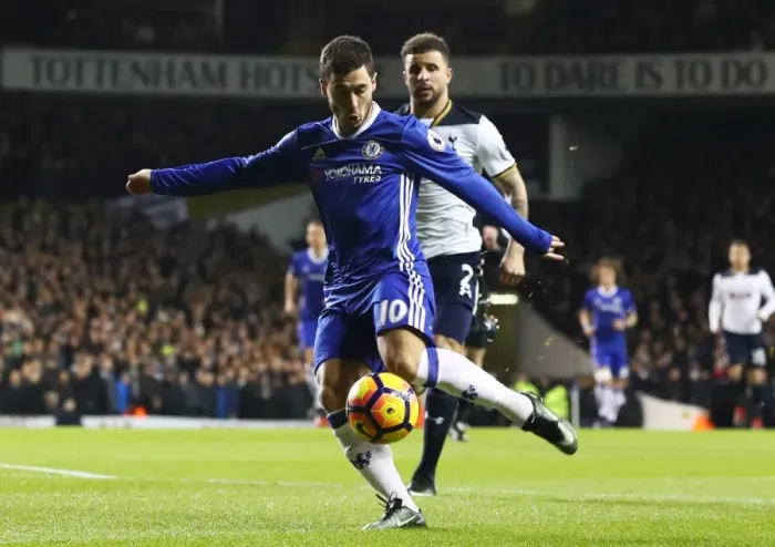 Framed Print : Eden Hazard Fires for Chelsea Against Tottenham in Premier League Showdown