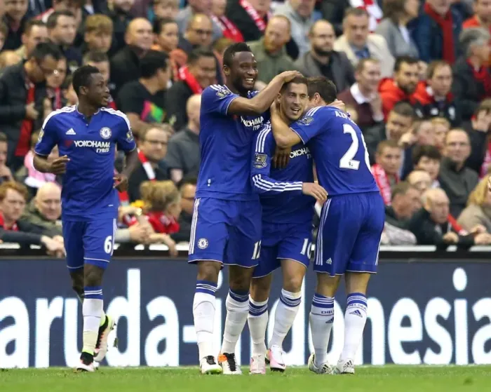 Framed Print : Eden Hazard Scores First Goal: Chelsea at Anfield (2015-16) Framed Print : Eden Hazard Scores First Goal: Chelsea at Anfield (2015-16)