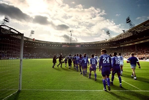 FA Cup Semi Soccer. Chelsea & Luton Town Walk out Onto the Wembley Pitch