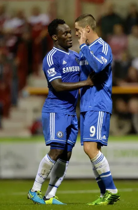 Framed Print : Fernando Torres and Michael Essien Celebrate First Goal for Chelsea Against Swindon Town in Capital One Cup Framed Print : Fernando Torres and Michael Essien Celebrate First Goal for Chelsea Against Swindon Town in Capital One Cup