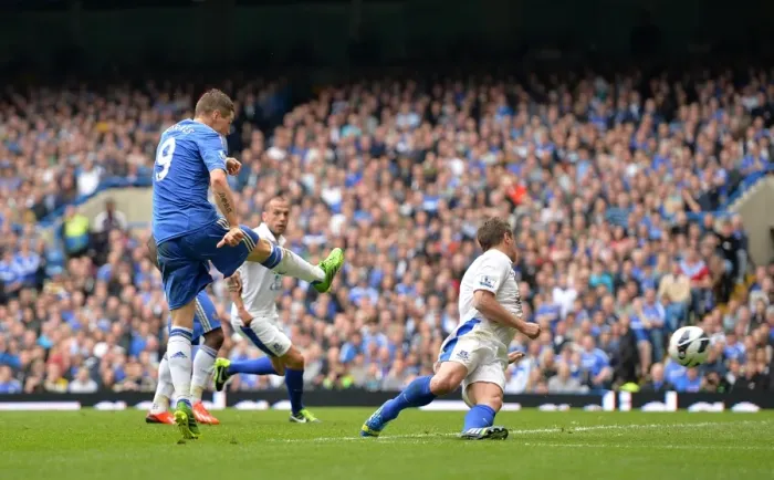 Framed Print : Fernando Torres Scores Chelsea's Second Goal Against Everton (May 19, 2013) - Barclays Premier League