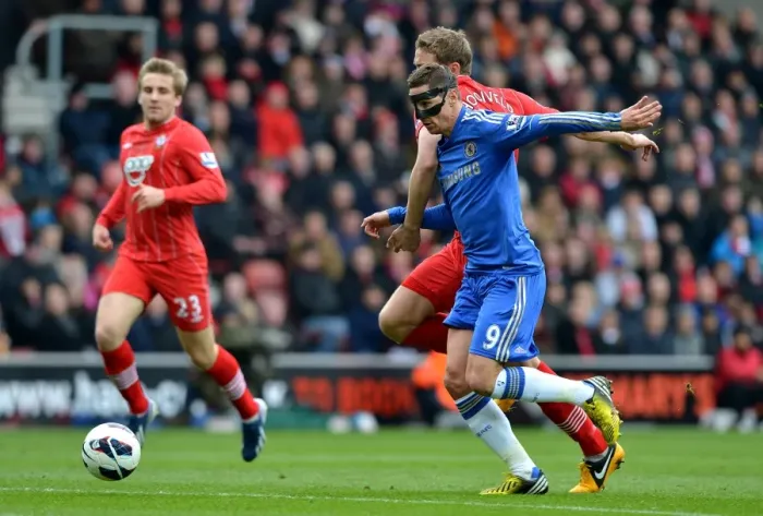 Framed Print : Fernando Torres vs. Jos Hooiveld: A Premier League Battle - Southampton vs. Chelsea (March 30, 2013)