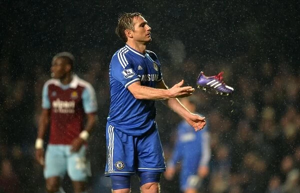 Frank Lampard's Passionate Moment: Throwing Boot during Chelsea vs. West Ham United (January 29, 2014)