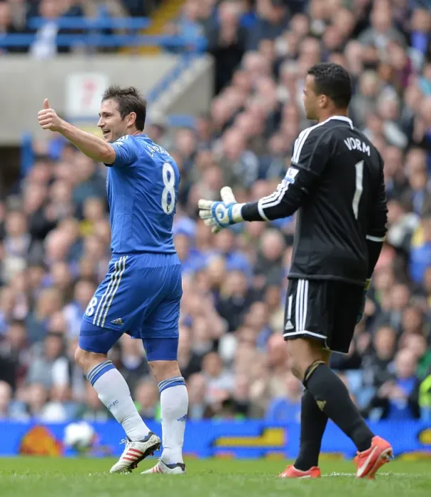 Framed Print : Frank Lampard's Thrilling Goal Celebration: Chelsea vs. Swansea (April 28, 2013)