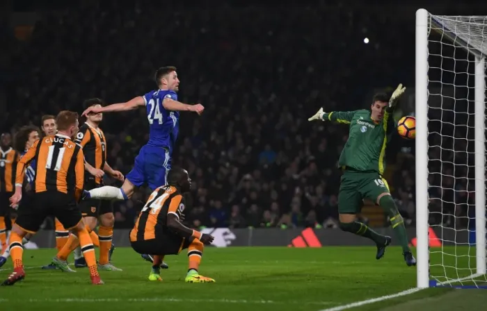 Framed Print : Gary Cahill Scores His Second Goal: Chelsea's Victory Over Hull City, Premier League, Stamford Bridge