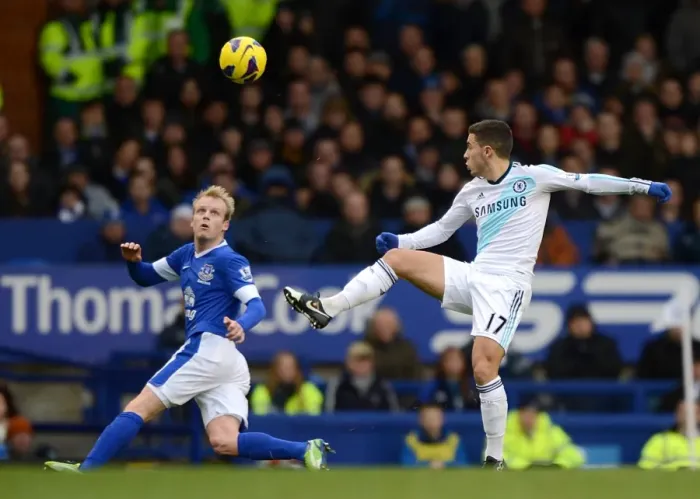 Framed Print : Hazard vs. Naismith: A Battle at Goodison Park - Chelsea vs. Everton, Premier League (December 30, 2012) Framed Print : Hazard vs. Naismith: A Battle at Goodison Park - Chelsea vs. Everton, Premier League (December 30, 2012)