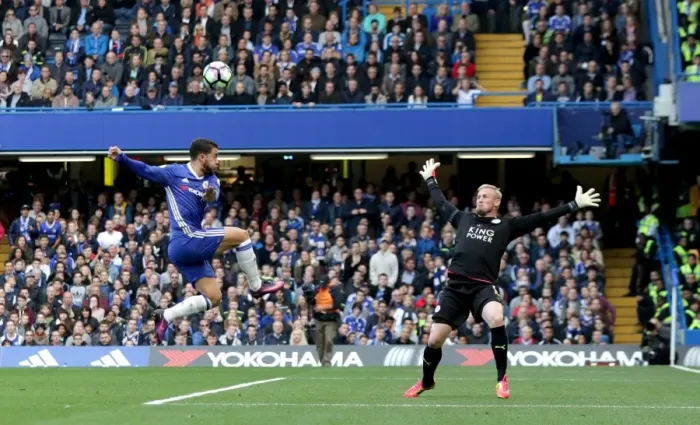 Framed Print : Hazard's Dramatic Dodge: A Premier League Showdown - Schmeichel's Last-Ditch Save