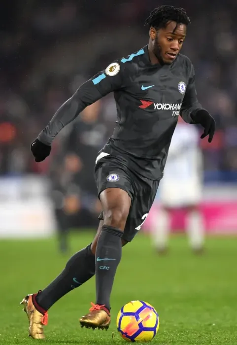 Framed Print : HUDDERSFIELD, ENGLAND - DECEMBER 12: Michy Batshuayi of Chelsea in action during the Premier League match between