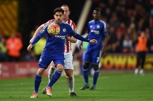 Intense Battle for Ball Possession: Fabregas vs. Adam, Stoke City vs. Chelsea, Premier League 2015
