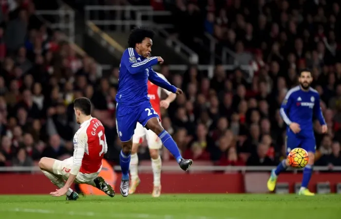 Framed Print : Intense Battle: Willian vs. Gabriel Paulista - Arsenal vs. Chelsea Premier League Showdown (January 2016) Framed Print : Intense Battle: Willian vs. Gabriel Paulista - Arsenal vs. Chelsea Premier League Showdown (January 2016)