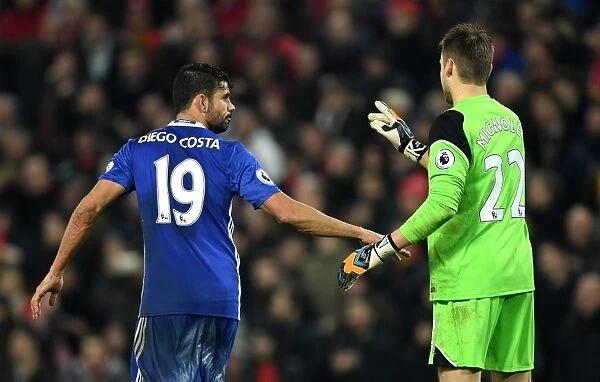 Intense Rivalry: Costa-Mignolet Face-off at Anfield, Premier League
