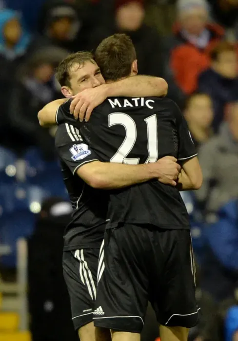 Framed Print : Ivanovic and Matic: Chelsea's Unstoppable Duo Celebrate Opening Goal vs. West Bromwich Albion (February 11, 2014)