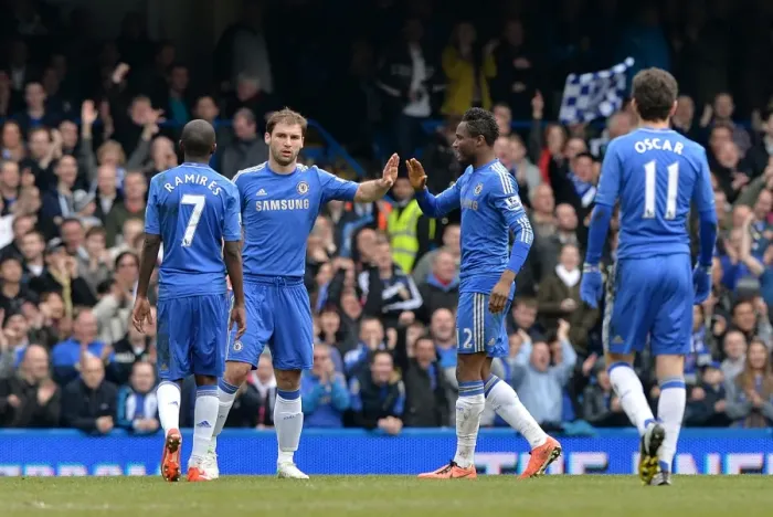 Framed Print : Ivanovic Scores Chelsea's Second Goal Against Sunderland at Stamford Bridge (BPL 2013)