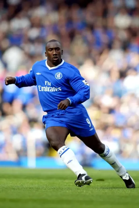 Framed Print : Jimmy Floyd Hasselbaink Scores the Winning Goal for Chelsea Against Aston Villa in the FA Barclaycard Premiership