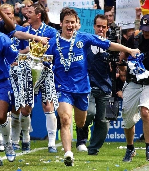 Joe Cole's Triumphant Premier League Title Celebration with Chelsea FC at Stamford Bridge (2004-2005)