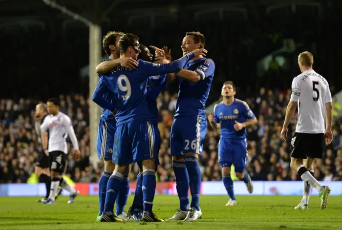 Framed Print : John Terry and Fernando Torres: Celebrating Chelsea's Third Goal Against Fulham (April 17, 2013)