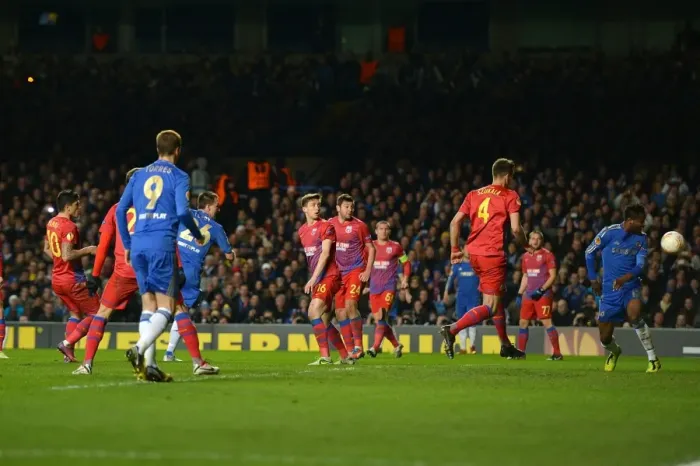 Framed Print : John Terry Scores Chelsea's Second Goal in Europa League against Steaua Bucharest (14th March 2013) Framed Print : John Terry Scores Chelsea's Second Goal in Europa League against Steaua Bucharest (14th March 2013)