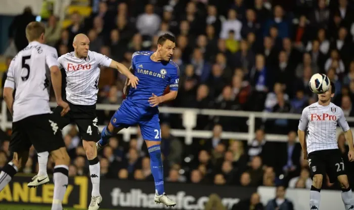 Framed Print : John Terry Scores Chelsea's Second Goal Against Fulham at Craven Cottage (April 17, 2013)