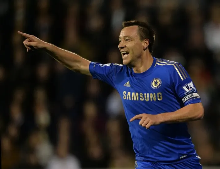 Framed Print : John Terry's Double: Chelsea's Thrilling Victory at Fulham in the Barclays Premier League (17th April 2013)