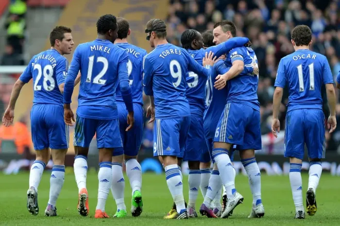 Framed Print : John Terry's Goal Celebration: Chelsea's First Goal Against Southampton in the Premier League (March 30, 2013)