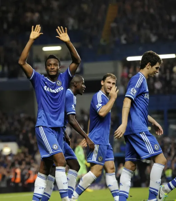 Framed Print : Jon Obi Mikel's Triumphant Moment: Chelsea's Second Goal Against Fulham (September 21, 2013)