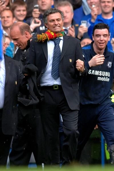 Jose Mourinho's Double Victory: Chelsea FC Wins Premier League Title (2005-2006) vs Manchester United, Stamford Bridge