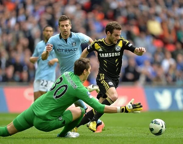 Juan Mata vs Costel Pantilimon: Dramatic Dive at the FA Cup Semi-Final between Chelsea and Manchester City (April 14, 2013)