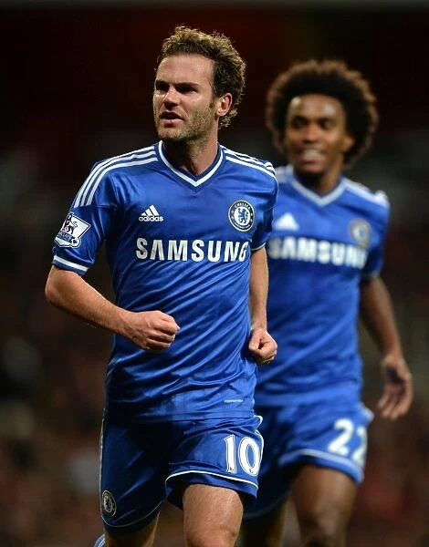 Juan Mata's Double Strike: Chelsea's Victory Celebration vs. Arsenal in Capital One Cup (October 29, 2013)