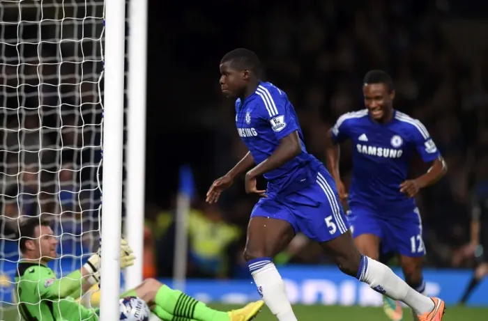 Framed Print : Kurt Zouma Scores First Goal: Chelsea's Thriller in Capital One Cup Third Round vs. Bolton Wanderers (September 24, 2014)