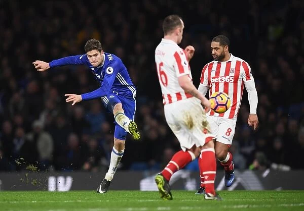 Marcos Alonso in Action: Chelsea vs Stoke City, Premier League (December 2016), Stamford Bridge