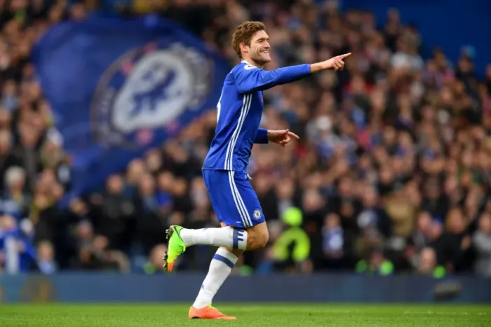 Framed Print : Marcos Alonso Scores the Opener: Thrilling Rivalry - Chelsea vs. Arsenal in Premier League Framed Print : Marcos Alonso Scores the Opener: Thrilling Rivalry - Chelsea vs. Arsenal in Premier League