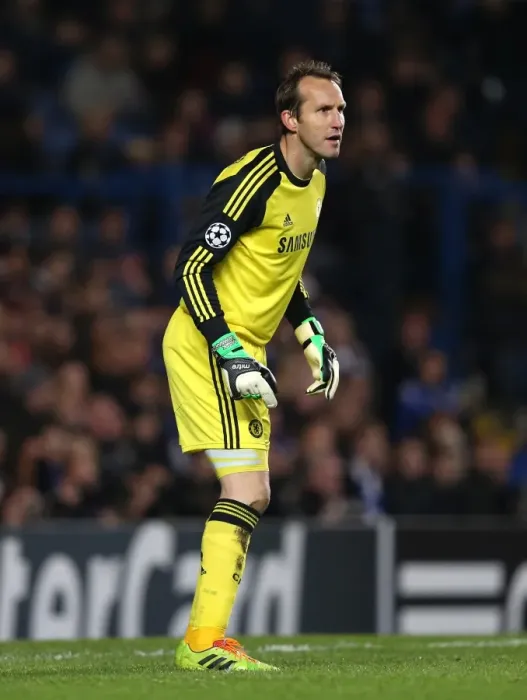 Framed Print : Mark Schwarzer Guards Chelsea's Net against Steaua Bucharest in UEFA Champions League Group E (11th December 2013)