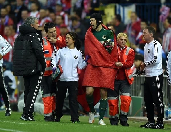 Mourinho and Carneiro Console Injured Cech: Atletico Madrid vs. Chelsea, UEFA Champions League Semi-Final, First Leg