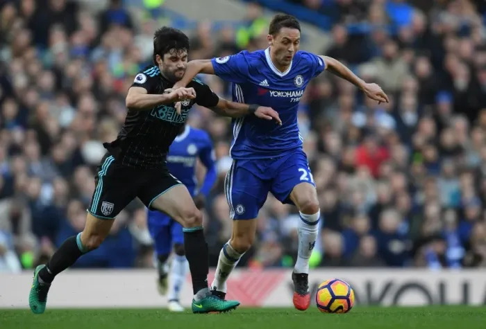 Framed Print : Nemanja Matic Stands Firm Against Claudio Yacob's Pressure at Stamford Bridge