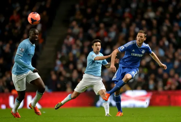Framed Print : Nemanja Matic vs. Jesus Navas: FA Cup Fifth Round Battle at Etihad Stadium