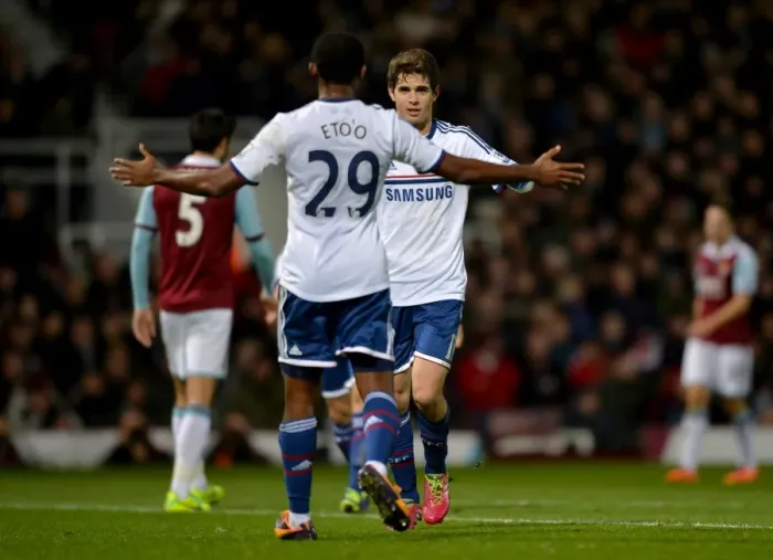 Framed Print : Oscar's Double: Chelsea Star's Euphoric Celebration After Scoring Second Goal vs. West Ham United (November 23, 2013) Framed Print : Oscar's Double: Chelsea Star's Euphoric Celebration After Scoring Second Goal vs. West Ham United (November 23, 2013)
