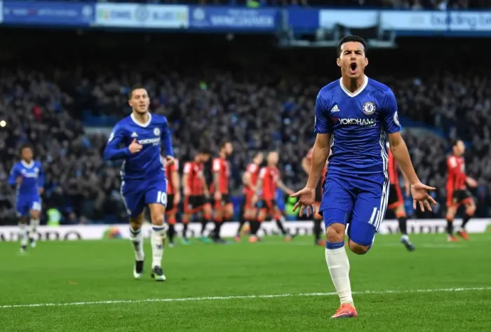 Framed Print : Pedro's Strike: Chelsea's Premier League Victory Over Bournemouth