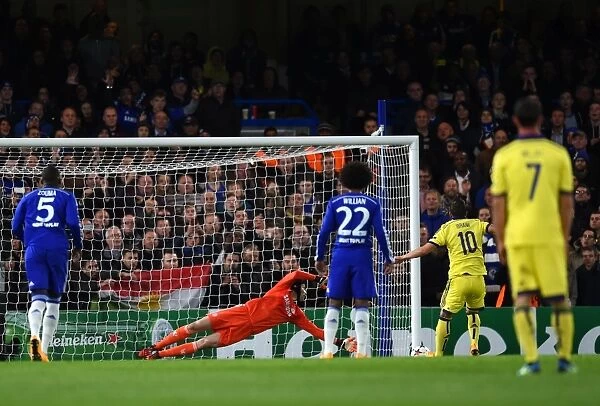 Petr Cech Saves Penalty from Agim Ibraimi in UEFA Champions League Match against NK Maribor (Chelsea, 21st October 2014)