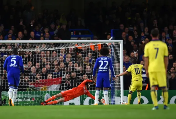 Framed Print : Petr Cech Saves Penalty from Agim Ibraimi in UEFA Champions League Match against NK Maribor (Chelsea, 21st October 2014) Framed Print : Petr Cech Saves Penalty from Agim Ibraimi in UEFA Champions League Match against NK Maribor (Chelsea, 21st October 2014)