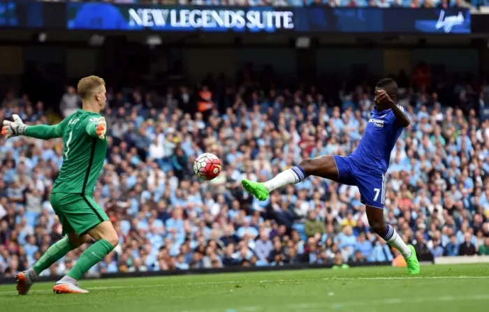 Framed Print : Ramires Controversial Offside Goal: Manchester City vs. Chelsea, Premier League 2015 - Etihad Stadium