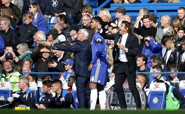 Ranieri vs. Conte: Intense Clash on the Touchline - Chelsea vs. Leicester City, Premier League, Stamford Bridge