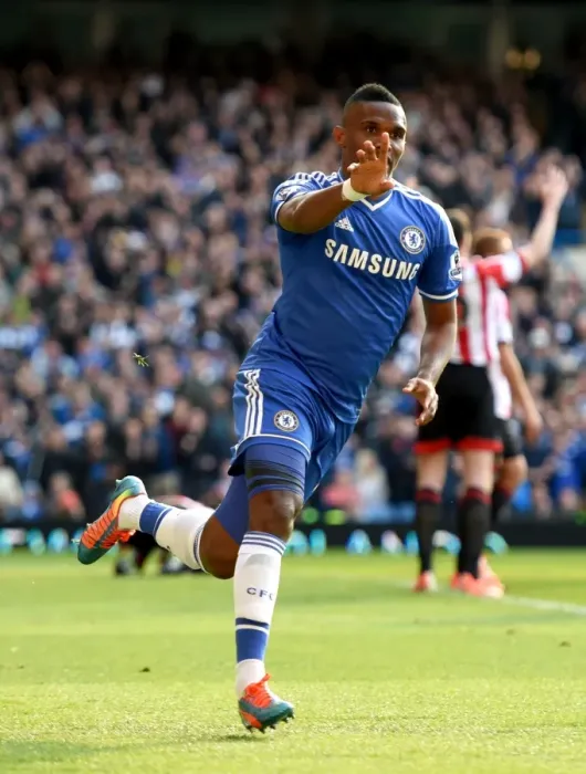Framed Print : Samuel Eto'o's Thrilling Debut Goal: A Gamechanger for Chelsea vs Sunderland (April 19, 2014) Framed Print : Samuel Eto'o's Thrilling Debut Goal: A Gamechanger for Chelsea vs Sunderland (April 19, 2014)