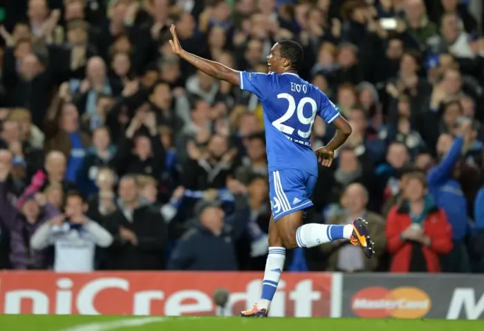 Framed Print : Samuel Eto'o's Thrilling First Goal for Chelsea against Schalke in 2013 Champions League Framed Print : Samuel Eto'o's Thrilling First Goal for Chelsea against Schalke in 2013 Champions League