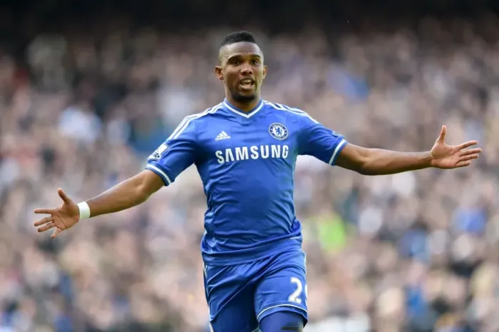 Framed Print : Samuel Eto'o's Thrilling Game-winning Goal: Chelsea vs. Arsenal (March 22, 2014)