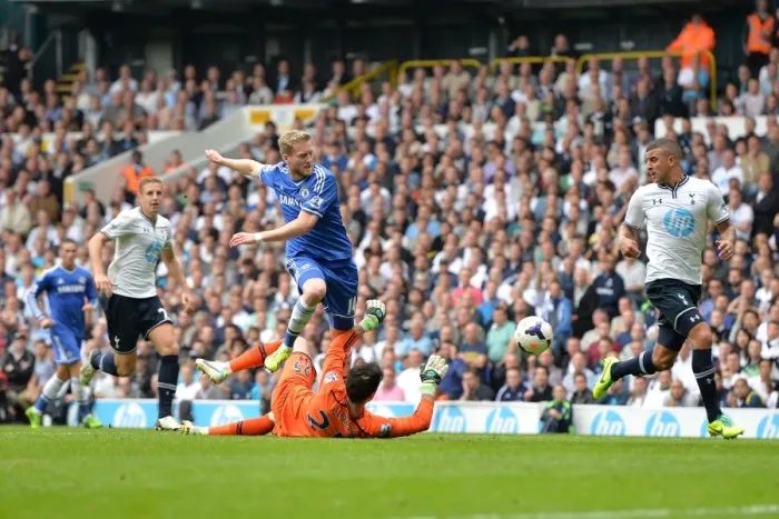 Framed Print : Schurrle's Threat: A Tight Angle on Chelsea's Shot Against Tottenham at White Hart Lane, Premier League 2013 Framed Print : Schurrle's Threat: A Tight Angle on Chelsea's Shot Against Tottenham at White Hart Lane, Premier League 2013