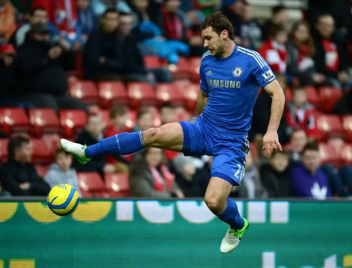 Framed Print : Soaring Ivanovic: Chelsea Defender's Mid-Air Mastery in FA Cup Battle against Southampton (January 5, 2013) Framed Print : Soaring Ivanovic: Chelsea Defender's Mid-Air Mastery in FA Cup Battle against Southampton (January 5, 2013)
