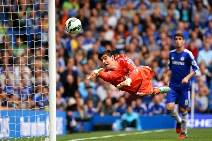 Framed Print : Thibaut Courtois: In Action for Chelsea Against Aston Villa (September 27, 2014, Stamford Bridge) Framed Print : Thibaut Courtois: In Action for Chelsea Against Aston Villa (September 27, 2014, Stamford Bridge)