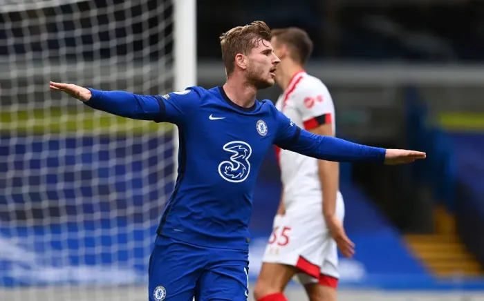 Framed Print : Timo Werner Scores Chelsea's Second Goal Against Southampton in Empty Stamford Bridge Framed Print : Timo Werner Scores Chelsea's Second Goal Against Southampton in Empty Stamford Bridge